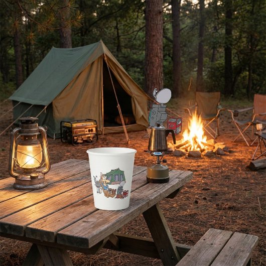 Funny Glamping Cartoon Luxus Camping Pappbecher