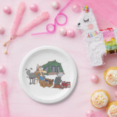 Funny Glamping Cartoon Luxus Camping Pappteller (Party)