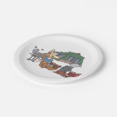 Funny Glamping Cartoon Luxus Camping Pappteller (Schrägansicht)