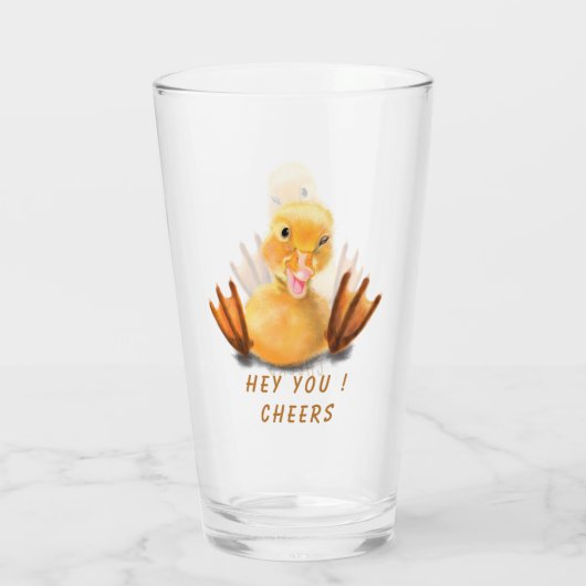 Funny Glass Geschenk mit Happy Playful Duck - Chef Glas (Rückseite)