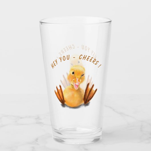 Funny Glass Gift mit Happy Duck - Chef Glas (Vorderseite)