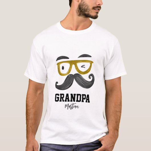 Funny Glasses & Mustache Opa Custom T-Shirt (Vorderseite)