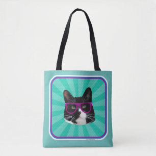 Funny Glasses Tuxedo Cat Episches Foto Kunst Tasche