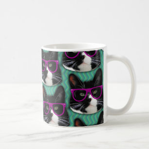 Funny Glasses Tuxedo Cat Muster Epic Design Kaffeetasse