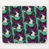 Funny Glasses Tuxedo Cat Pattern Mousepad (Vorne)