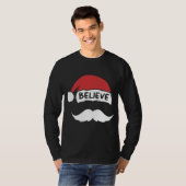 Funny Glaube Weihnachtsmannmütze White Mustache Ki T-Shirt (Vorne ganz)