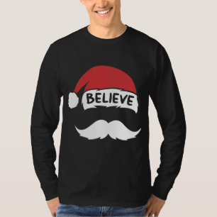 Funny Glaube Weihnachtsmannmütze White Mustache Ki T-Shirt