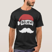 Funny Glaube Weihnachtsmannmütze White Mustache Ki T-Shirt (Vorderseite)