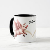 Funny glaube, wenn Schweine fliegen Tasse (Vorderseite Links)