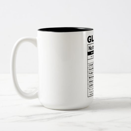 Funny Glazier Nutrition Fakten Zweifarbige Tasse (Links)