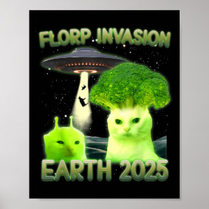 Funny Glerp Glorp Funny Alien Cat Meme Vintag Poster