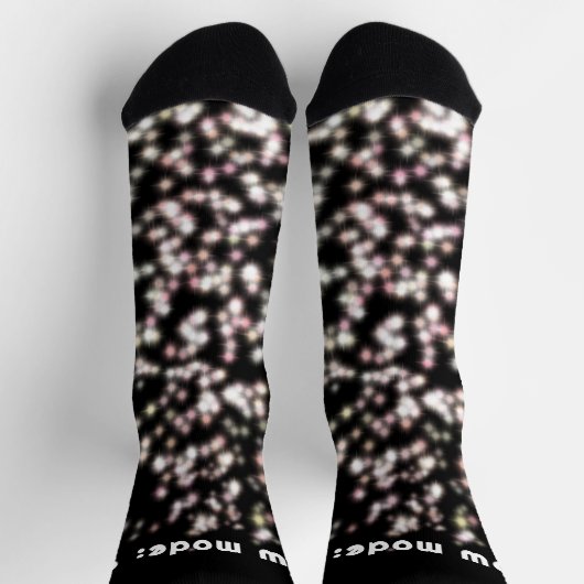 Funny Gllow Glitzer Schwarz-weiße Rose Goldröte Socken (Oben)