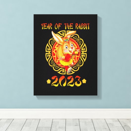 Funny Glück Neujahr 2023 Jahr des Kaninchens Zodia Leinwanddruck (Insitu (Holzboden))