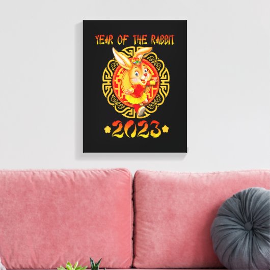 Funny Glück Neujahr 2023 Jahr des Kaninchens Zodia Leinwanddruck (Insitu (Wohnzimmer))