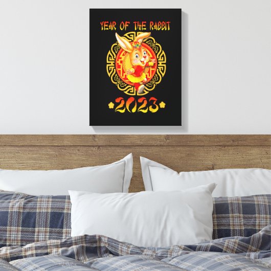 Funny Glück Neujahr 2023 Jahr des Kaninchens Zodia Leinwanddruck (Insitu (Schlafzimmer))