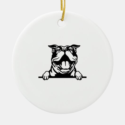 Funny glücklicher Bulldog Keramik Ornament (Vorne)