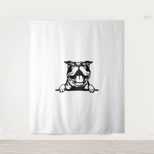 Funny glücklicher Bulldog Wandteppich (Vorderseite)