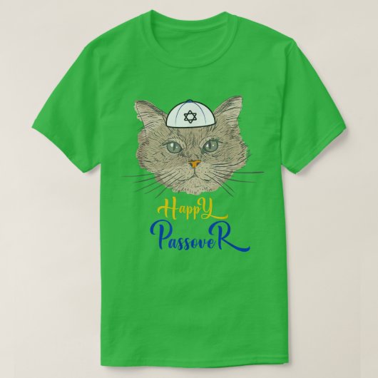 Funny glücklicher Passover Katze lustige Seder Juw T-Shirt (Design vorne)