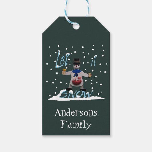 Funny glücklicher Snowmann Personalisiert Geschenkanhänger (Vorderseite)