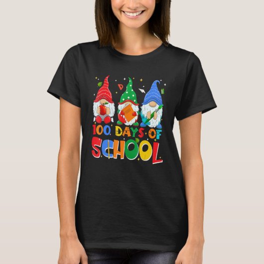 Funny Gnome 100 Days Of School Gnomes Teacher Stud T-Shirt (Vorderseite)