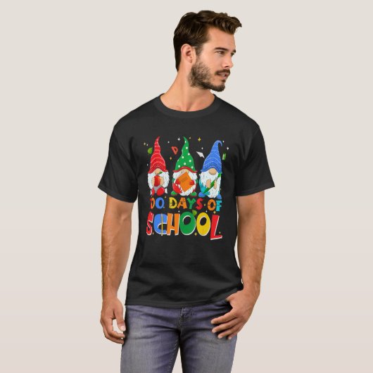 Funny Gnome 100 Days Of School Gnomes Teacher Stud T-Shirt (Vorne ganz)