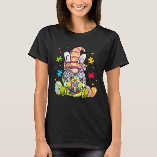 Funny Gnome Autism Awareness Happy Easter Day Bunn T-Shirt (Vorderseite)