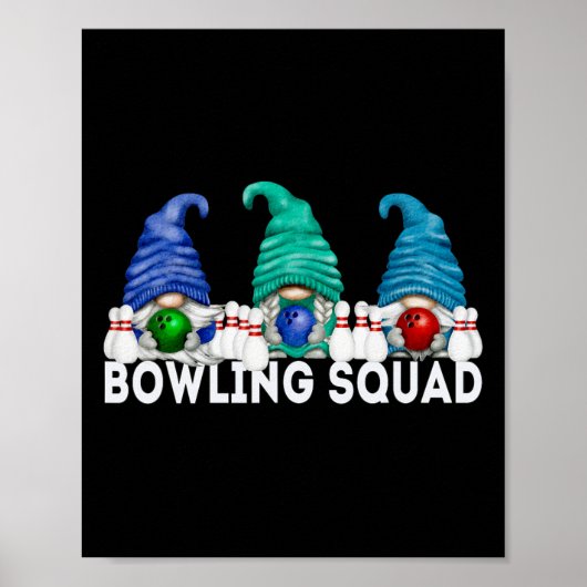 Funny Gnome Bowling Squad For Family Cute Bowling Poster (Vorne)