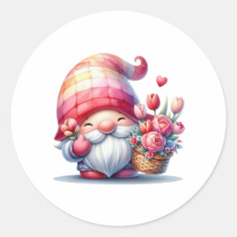 Funny Gnome for Valentine Day Runder Aufkleber