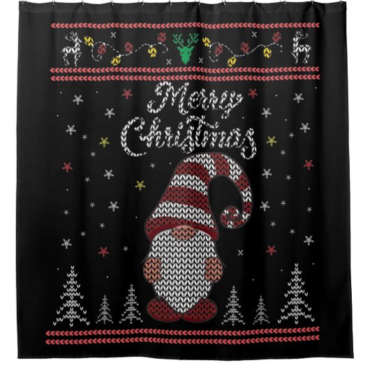 Funny Gnome Frohe Weihnachten Duschvorhang (Vorderseite)