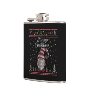 Funny Gnome Frohe Weihnachten Flachmann