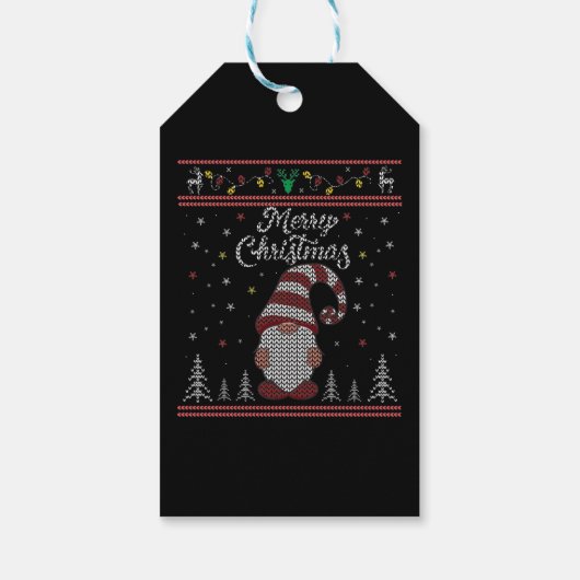 Funny Gnome Frohe Weihnachten Geschenkanhänger (Rückseite)