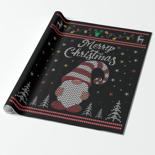 Funny Gnome Frohe Weihnachten Geschenkpapier (Ungerollt)