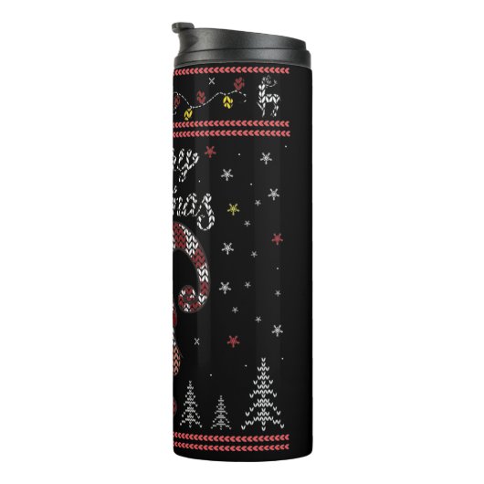 Funny Gnome Frohe Weihnachten Thermosbecher (Nach rechts gedreht)