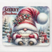 Funny Gnome Frohe Weihnachtsgnome/Personalisiert Mousepad (Vorne)