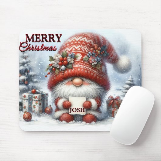 Funny Gnome Frohe Weihnachtsgnome/Personalisiert Mousepad (Mit Mouse)