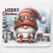 Funny Gnome Frohe Weihnachtsgnome/Personalisiert Mousepad (Vorne)