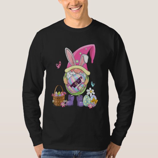 Funny Gnome Holding Ostereier Gesundheitsarbeiter T-Shirt (Vorderseite)