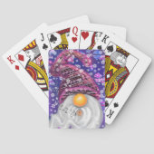 Funny Gnome in Lila Hut Singt ein Weihnachtslied Spielkarten (Rückseite)