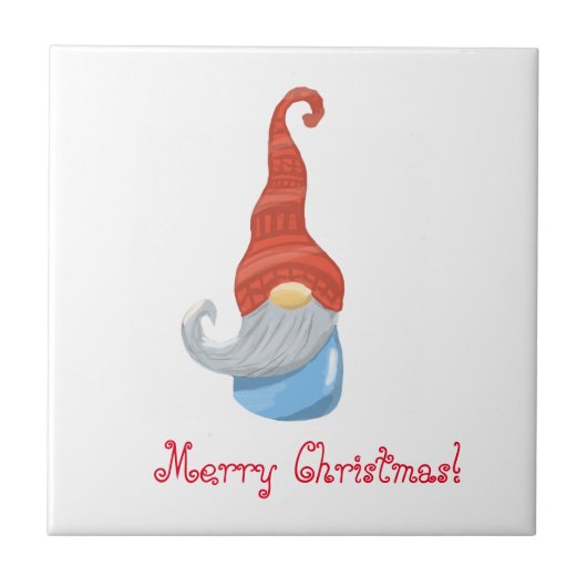 Funny Gnome Keramik Tile - Quirky Garden Gnome Fliese (Vorderseite)