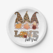 Funny Gnome Lieben fallen, Kürbissaison Pappteller (Vorderseite)