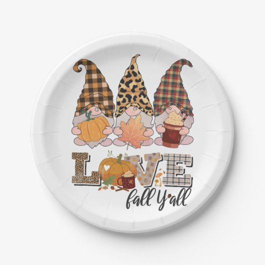 Funny Gnome Lieben fallen, Kürbissaison Pappteller (Vorderseite)
