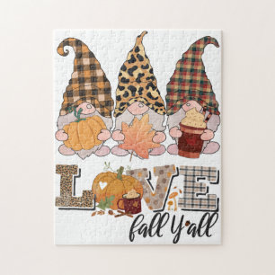 Funny Gnome Lieben fallen, Kürbissaison Puzzle