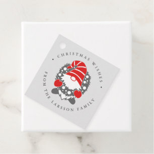 Funny Gnome mit Garland Festivals Weihnachten Grau Geschenkanhänger