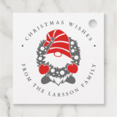 Funny Gnome mit Garland Weihnachten Geschenkanhänger (Rückseite)
