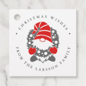 Funny Gnome mit Garland Weihnachten Geschenkanhänger (Vorderseite)