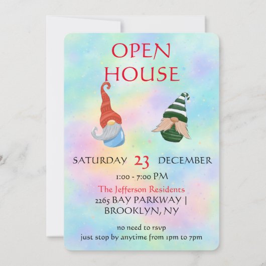 Funny Gnome Party Invitation – Whimsical Cute Einladung (Rückseite)