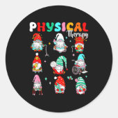Funny Gnome Physical Therapy Pt Physical Therast C Runder Aufkleber (Vorderseite)
