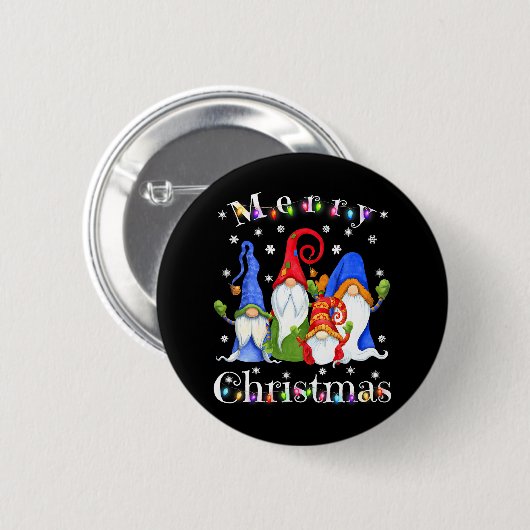 Funny Gnome Weihnachtsgarten Gnome Merry Button (Vorne & Hinten)