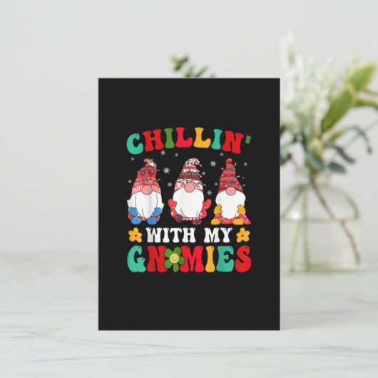 Funny Gnome Weihnachtskinder mit meinen Gnomen Fam Einladung (Stehend Vorderseite)