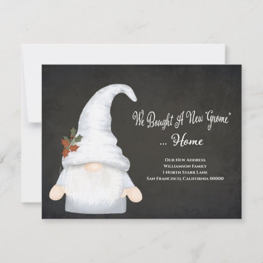 Funny Gnome Wir haben neue Adresse Urlaub Bewegung Ankündigung (Vorderseite)